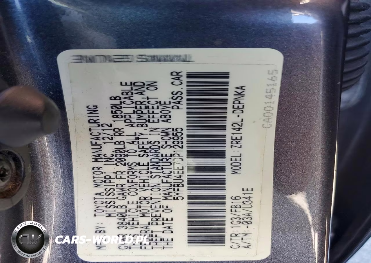2013 Toyota Corolla Le VIN:5YFBU4EE7DP129955 - 12