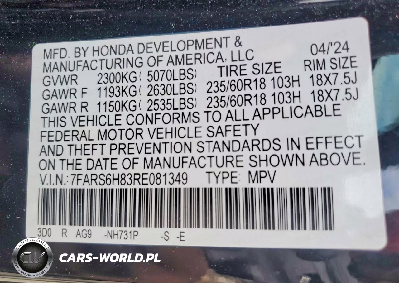 2024 Honda Cr-V Sport-L VIN:7FARS6H83RE081349 - 14
