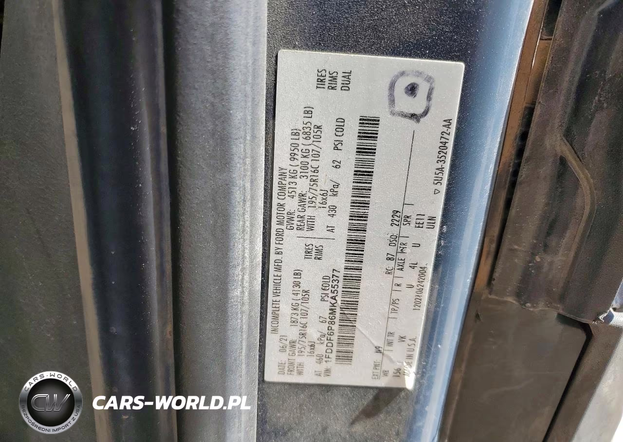 2021 Ford Transit Delivery Truck VIN:1FDDF6P86MKA55377 - 12