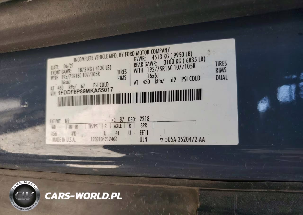 2021 Ford Transit Delivery Truck VIN:1FDDF6P89MKA55017 - 12
