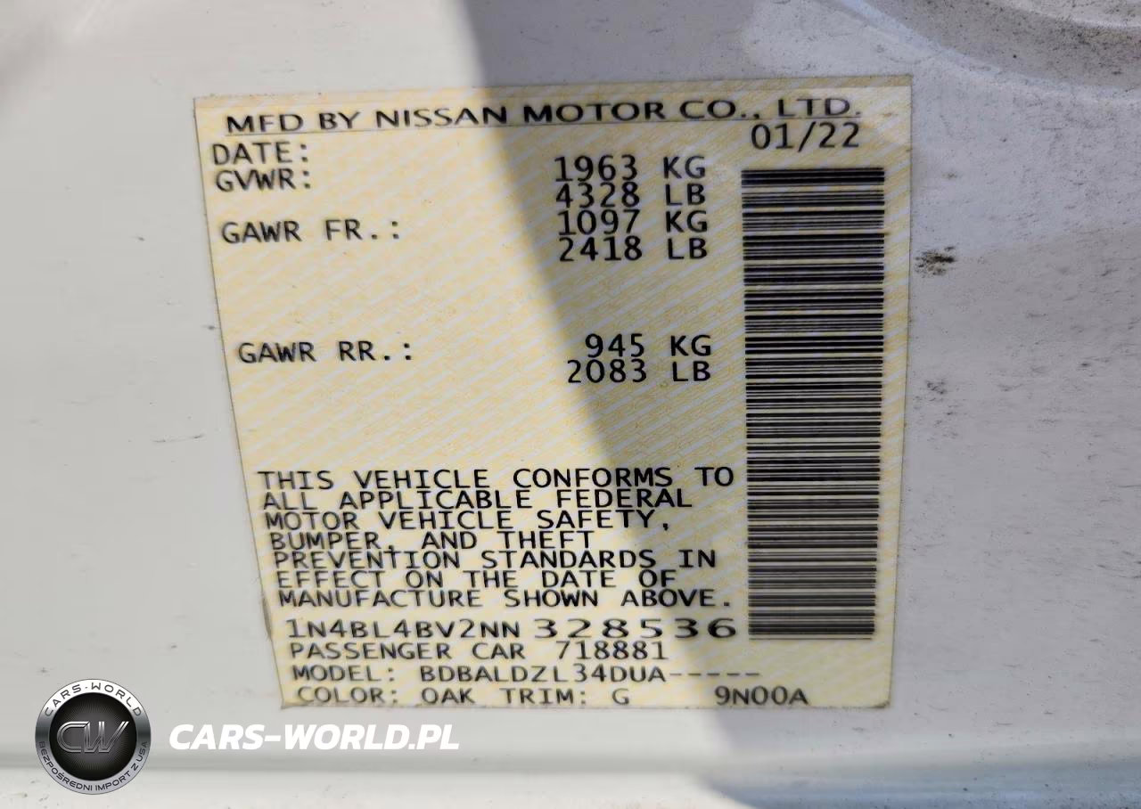 2022 Nissan Altima S VIN:1N4BL4BV2NN328536 - 12
