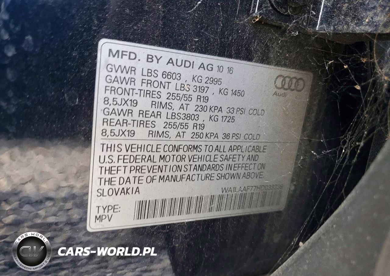 2017 Audi Q7 Premium Plus VIN:WA1LAAF77HD033239 - 13