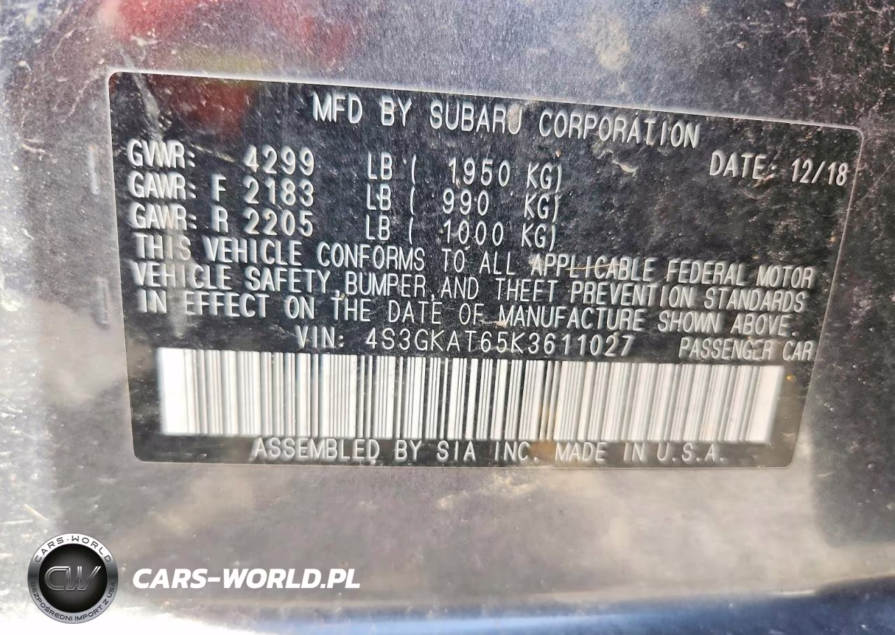 2019 Subaru Impreza Limited VIN:4S3GKAT65K3611027 - 12