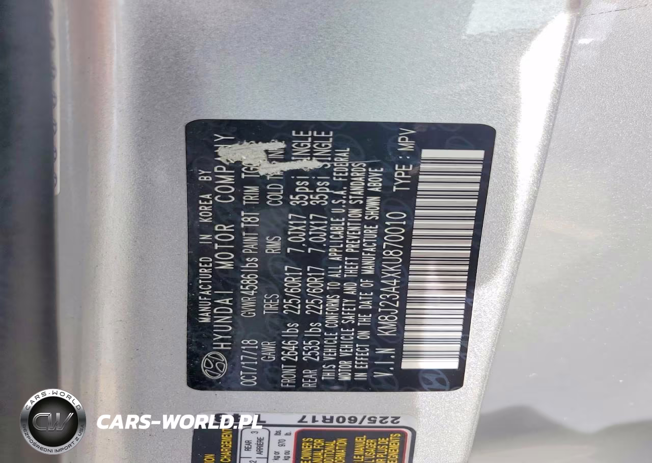 2019 Hyundai Tucson Se VIN:KM8J23A4XKU870010 - 13