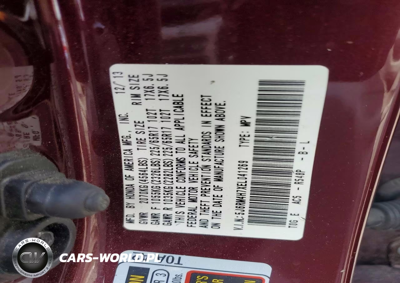 2014 Honda Cr-V Exl VIN:5J6RM4H7XEL041269 - 12