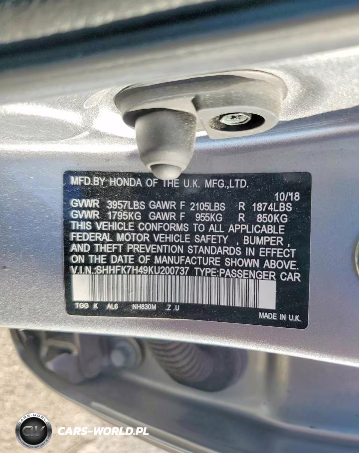 2019 Honda Civic Sport VIN:SHHFK7H49KU200737 - 12