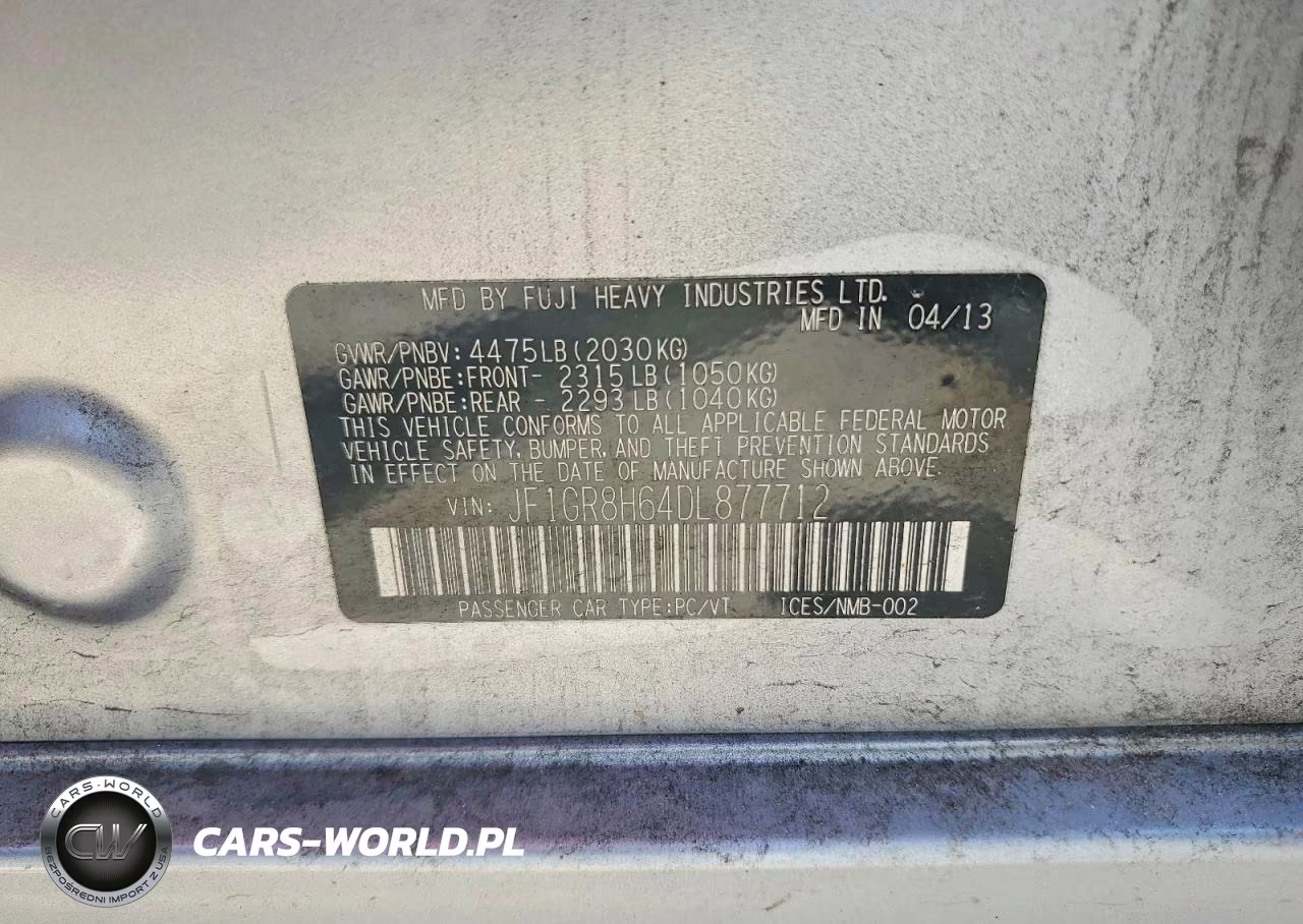 2013 Subaru Impreza Wrx Sti VIN:JF1GR8H64DL877712 - 13