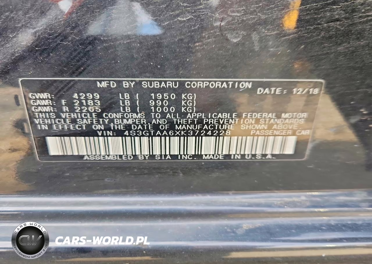 2019 Subaru Impreza VIN:4S3GTAA6XK3724228 - 13