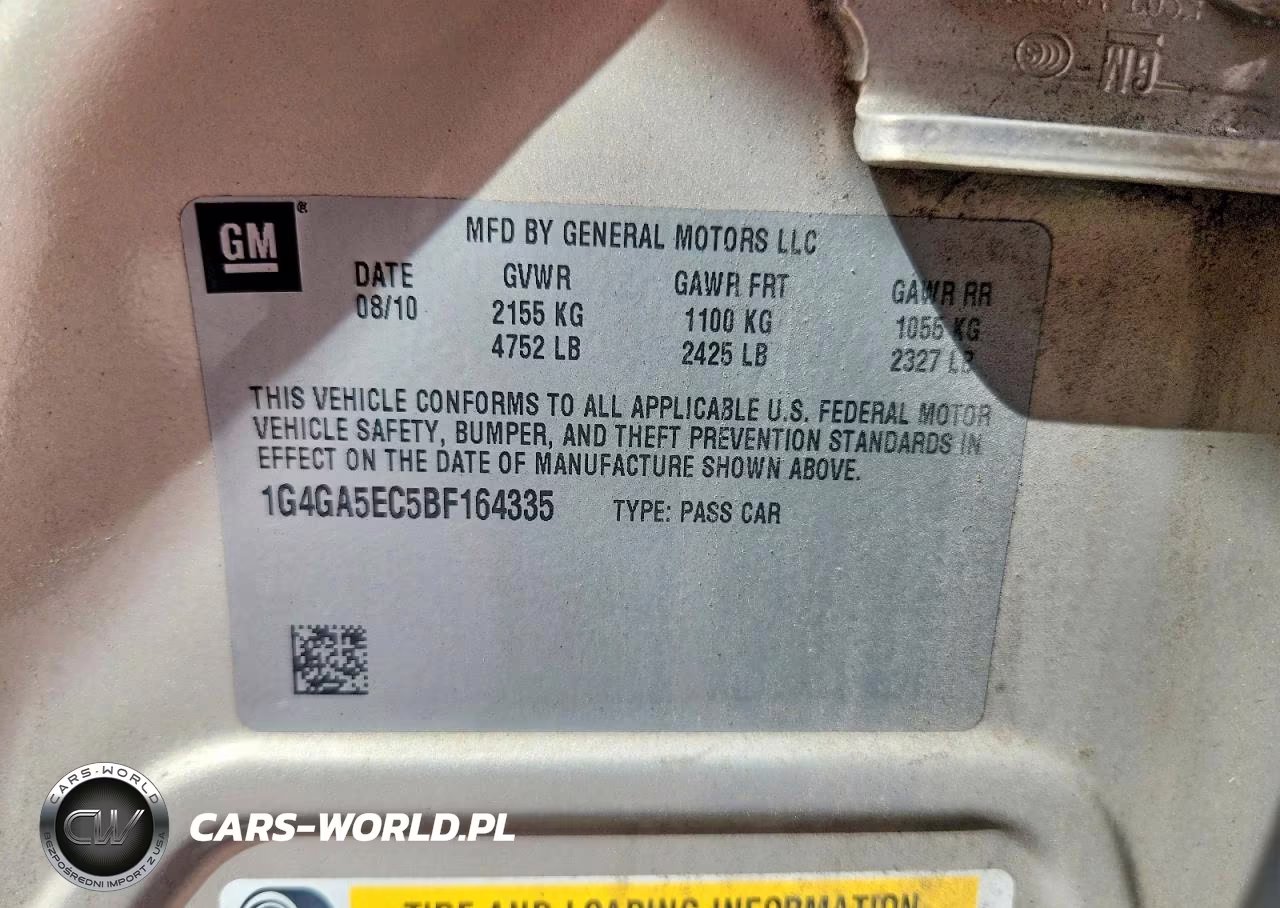 2011 Buick Lacrosse Cx VIN:1G4GA5EC5BF164335 - 12