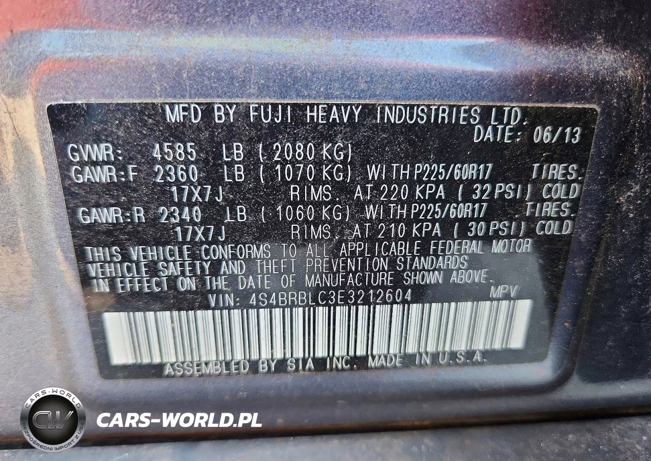 2014 Subaru Outback 2.5I Limited VIN:4S4BRBLC3E3212604 - 13