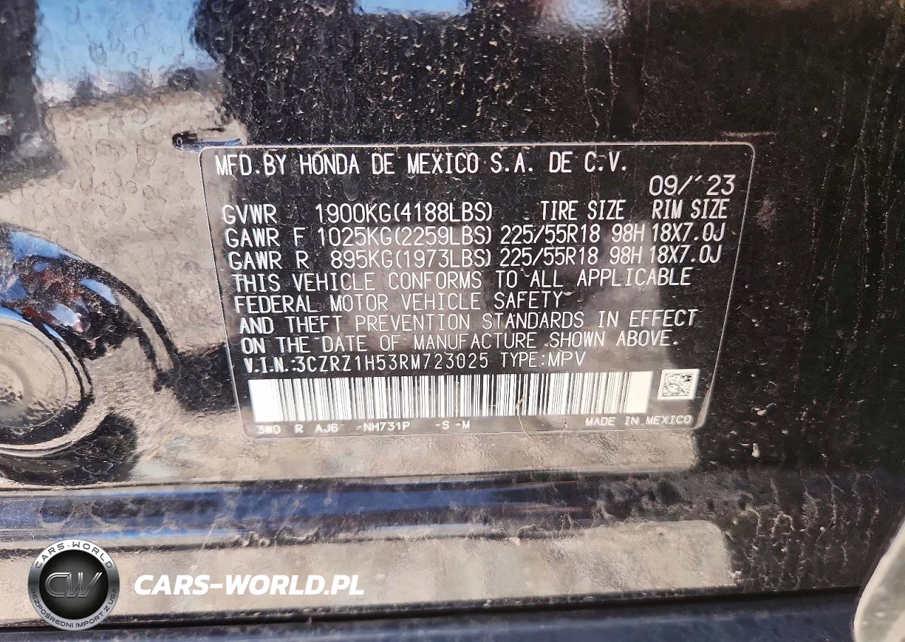2024 Honda Hr-V Sport VIN:3CZRZ1H53RM723025 - 12