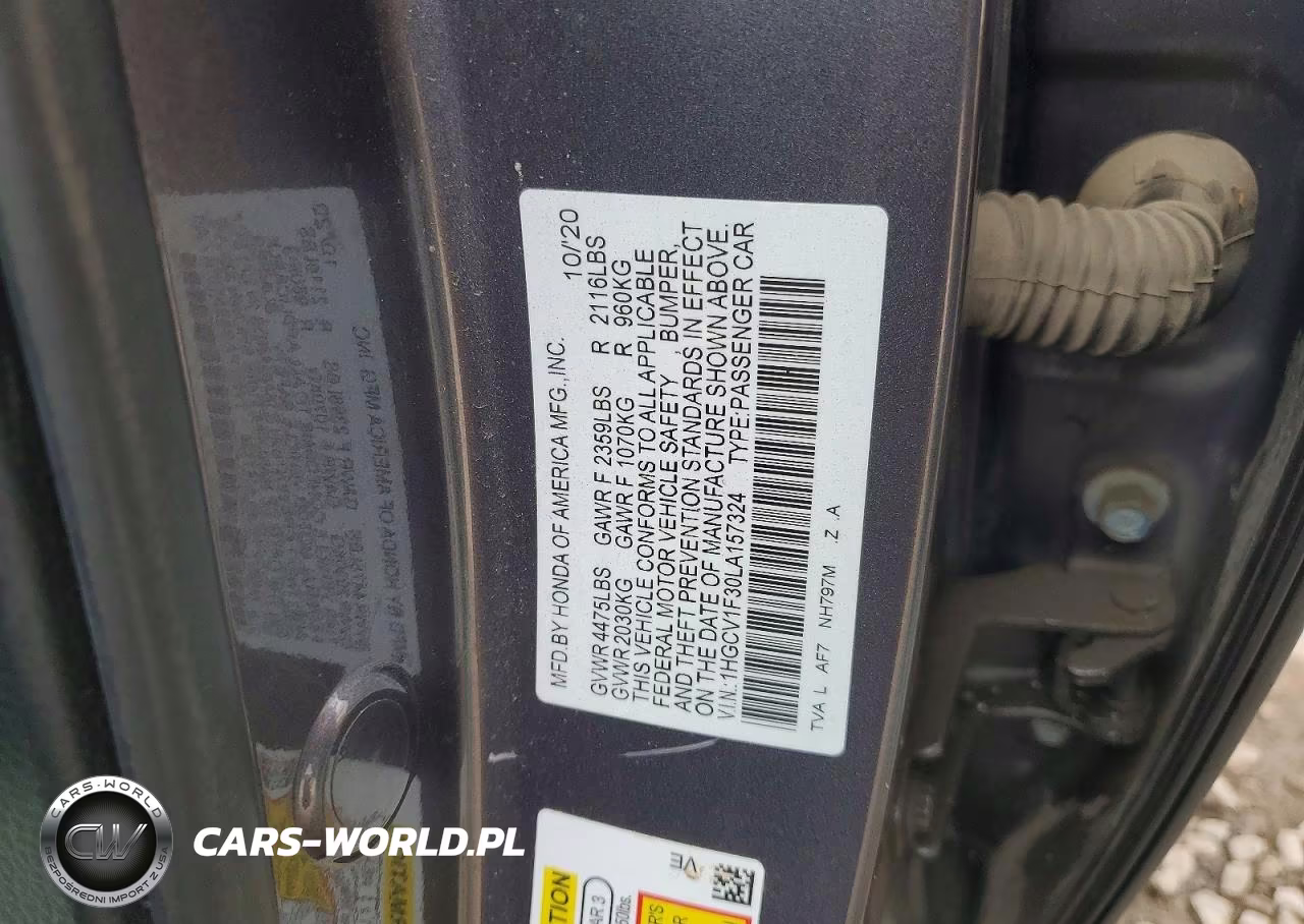 2020 Honda Accord Sport VIN:1HGCV1F30LA157324 - 12