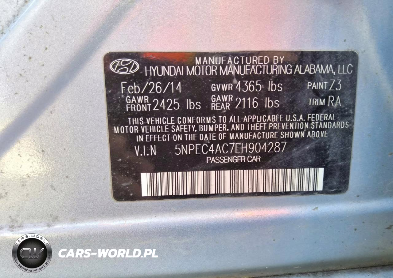 2014 Hyundai Sonata Limited VIN:5NPEC4AC7EH904287 - 13