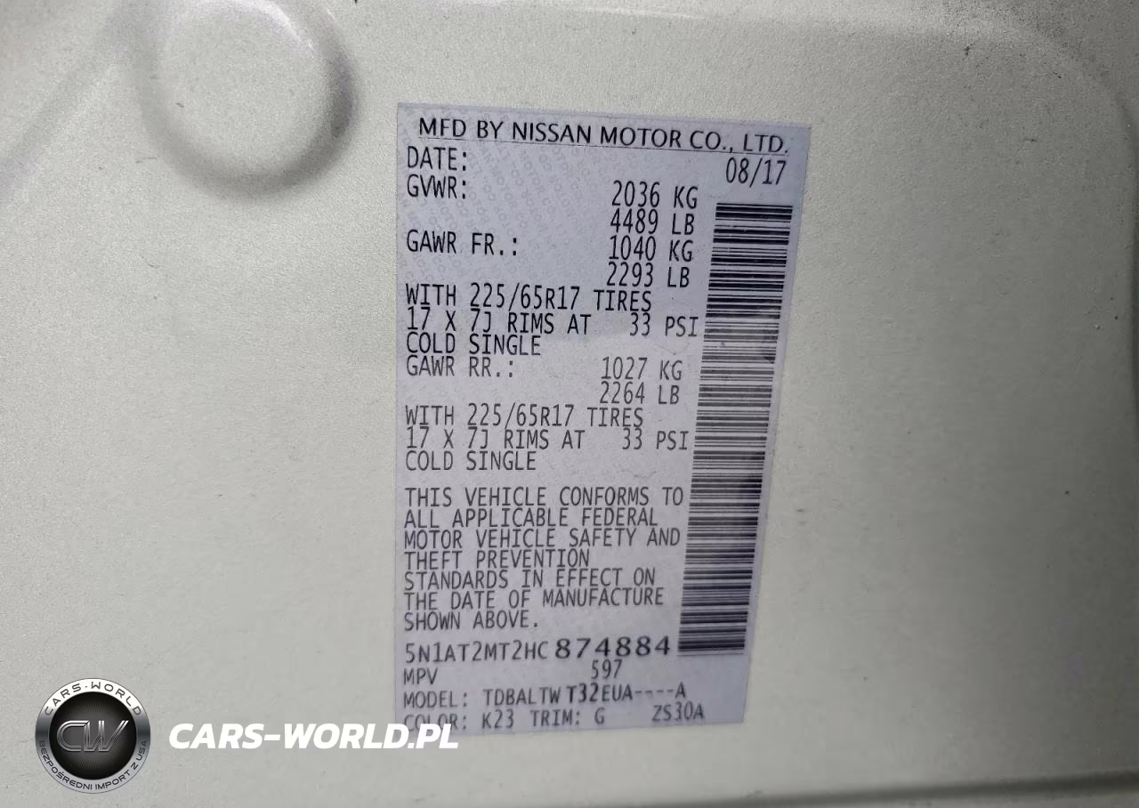 2017 Nissan Rogue Sv VIN:5N1AT2MT2HC874884 - 13