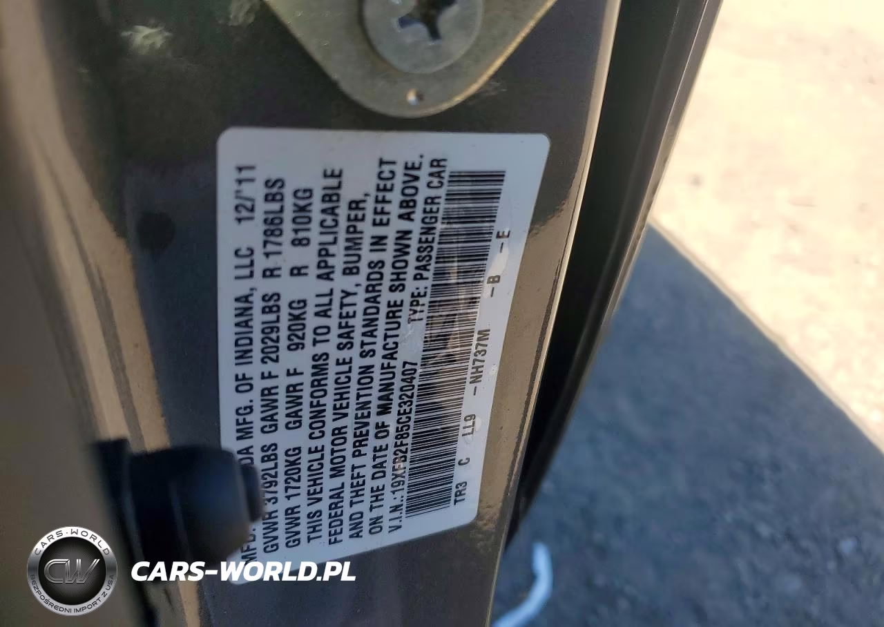 2012 Honda Civic Ex VIN:19XFB2F85CE320407 - 12