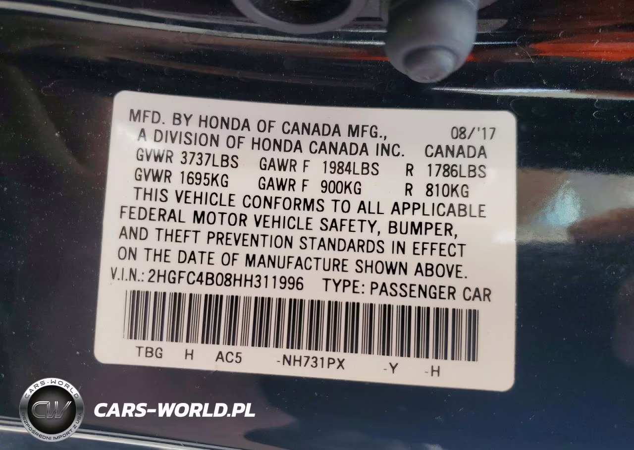 2017 Honda Civic Lx VIN:2HGFC4B08HH311996 - 12