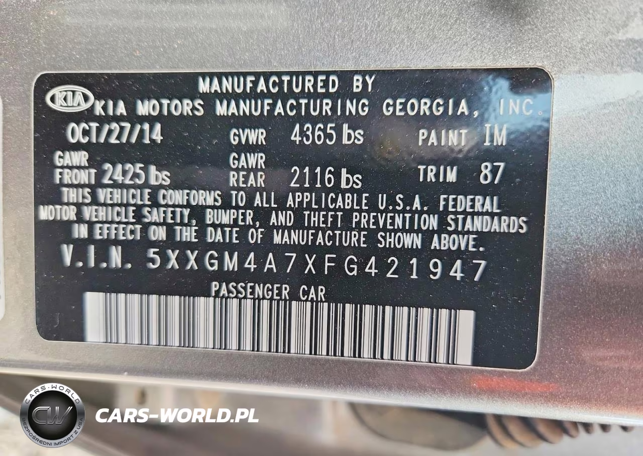 2015 Kia Optima Lx VIN:5XXGM4A7XFG421947 - 13
