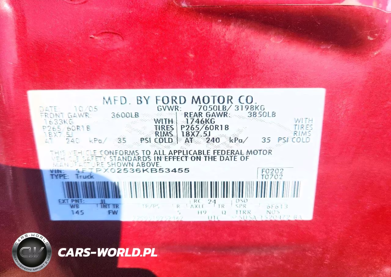 2006 Ford F150 VIN:1FTPX02536KB53455 - 12