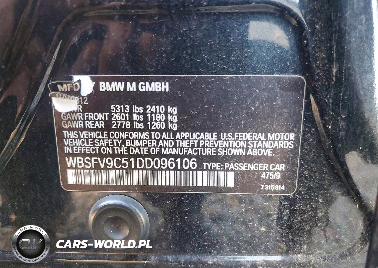2013 BMW M5 VIN:WBSFV9C51DD096106 - 12