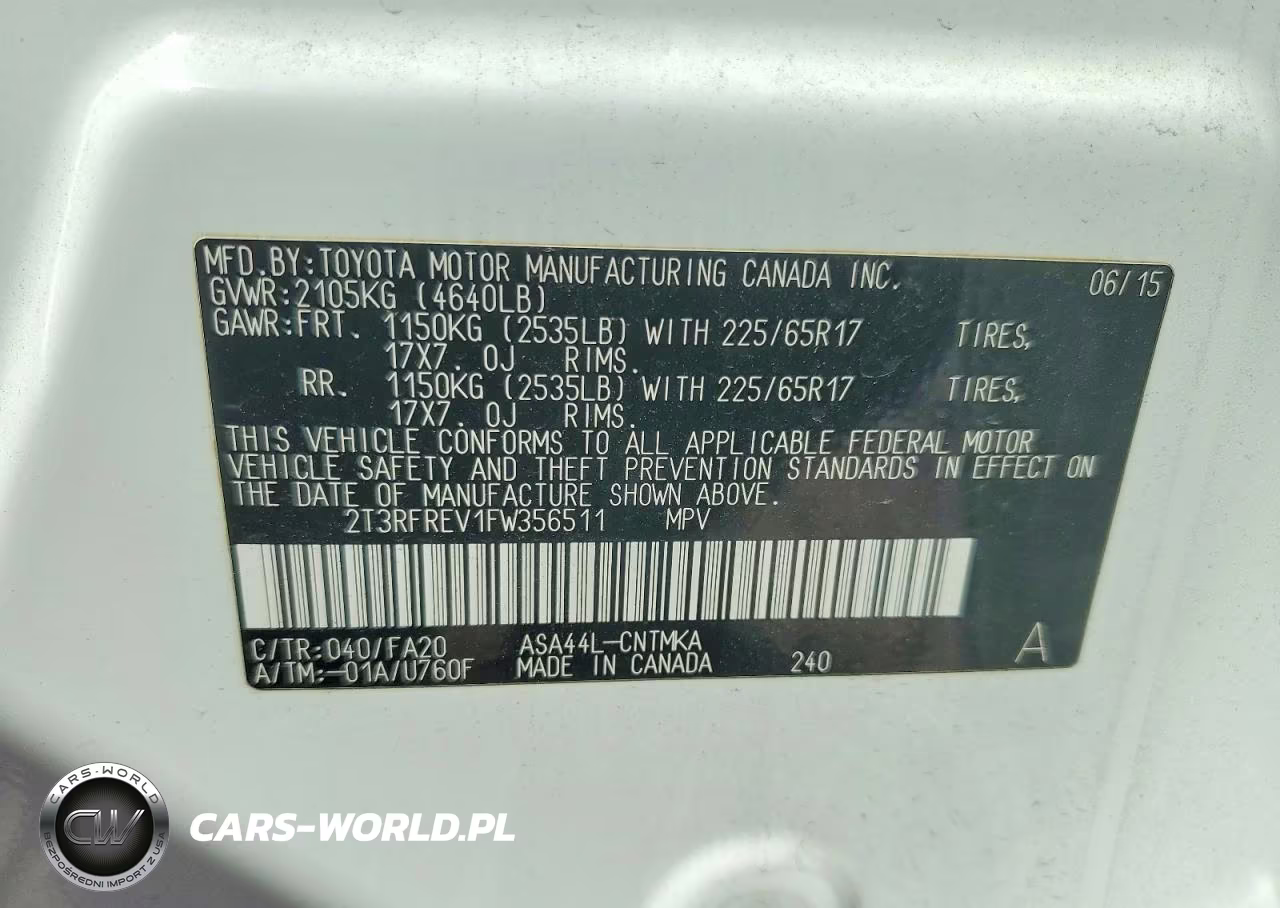 2015 Toyota Rav4 Xle VIN:2T3RFREV1FW356511 - 13