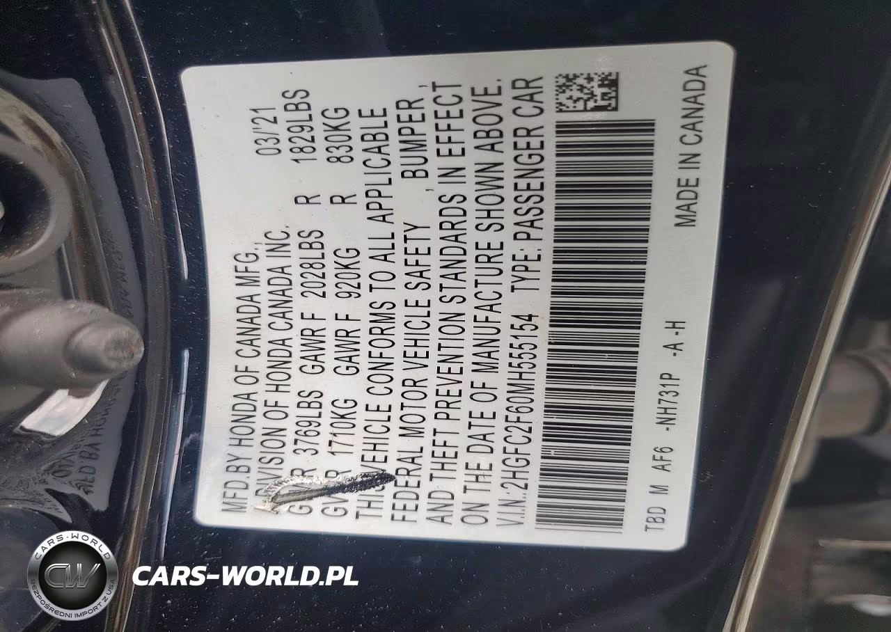 2021 Honda Civic Lx VIN:2HGFC2F60MH555154 - 12