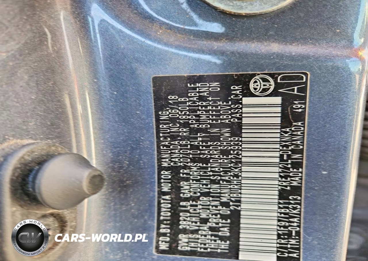 2019 Toyota Corolla Le VIN:2T1BURHE3KC125939 - 12