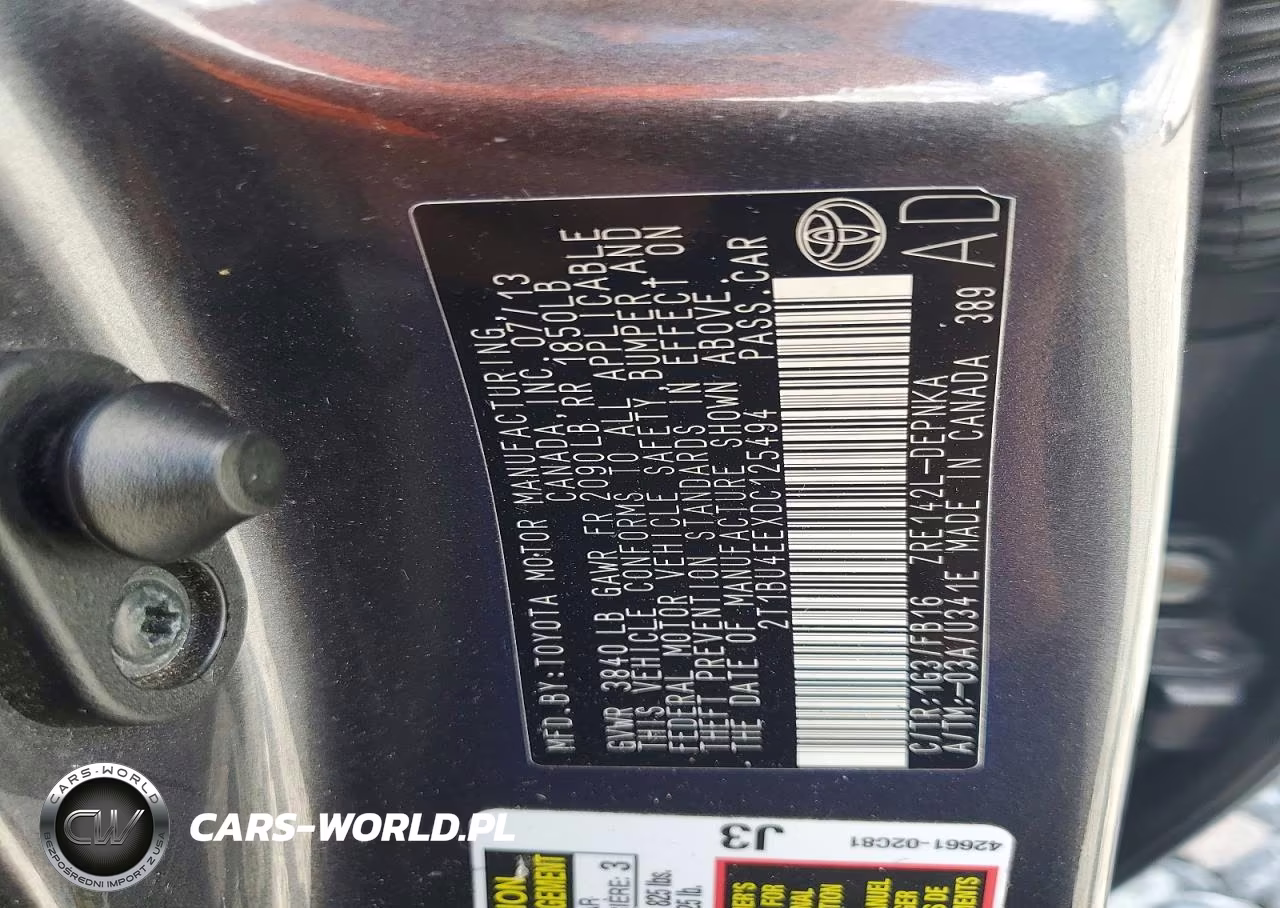 2013 Toyota Corolla Le VIN:2T1BU4EEXDC125494 - 12