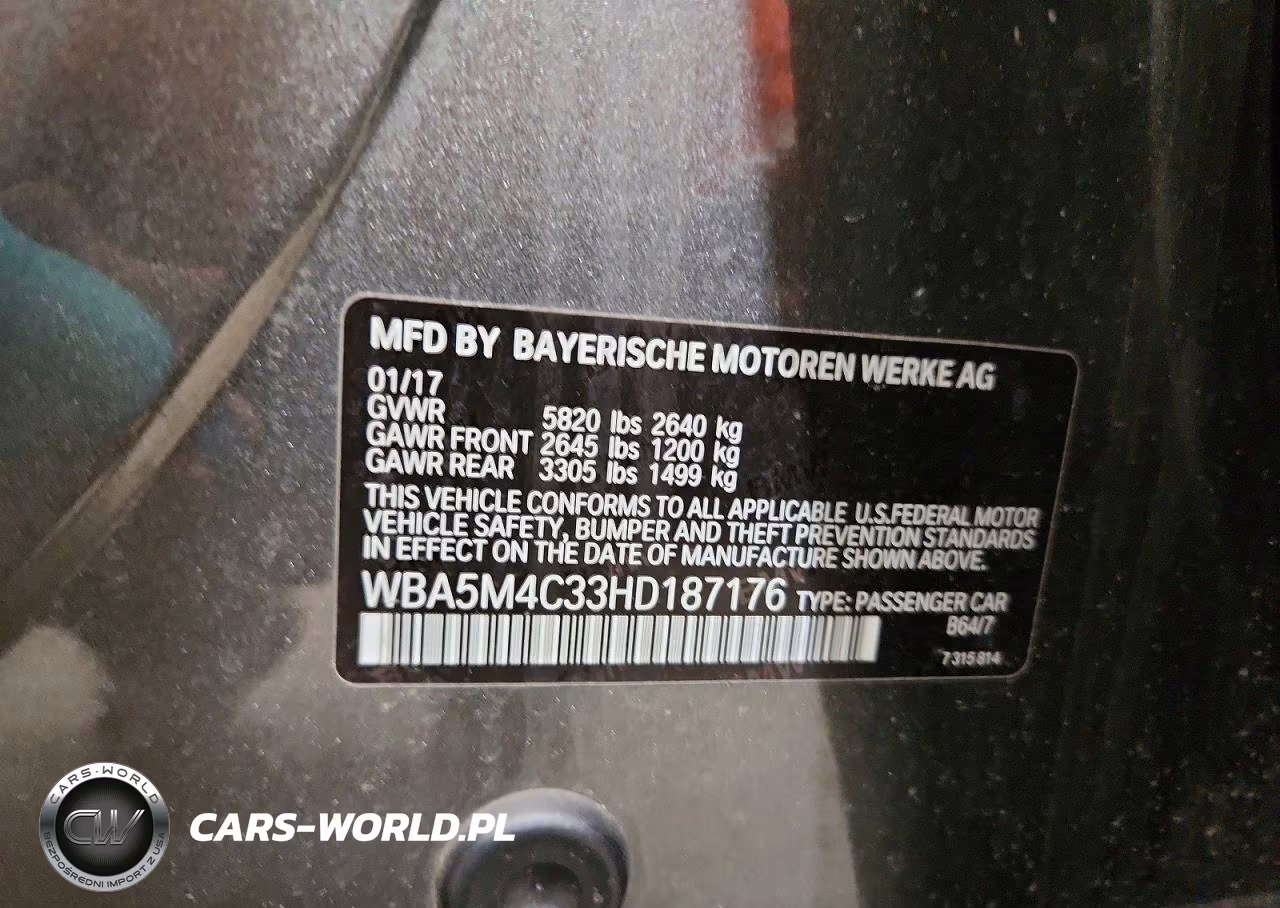 2017 BMW 535 Xigt VIN:WBA5M4C33HD187176 - 12