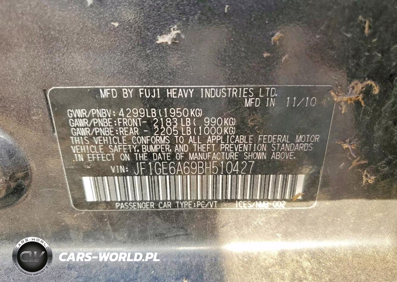 2011 Subaru Impreza 2.5I VIN:JF1GE6A69BH510427 - 12