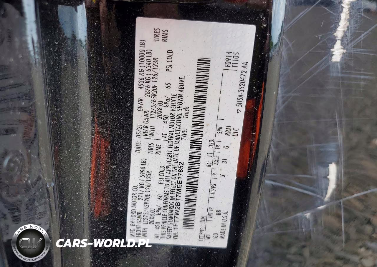 2021 Ford F250 Super Duty VIN:1FT7W2BT7MEE17852 - 13
