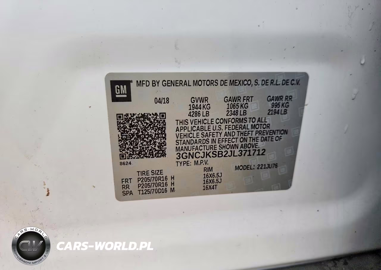2018 Chevrolet Trax Ls VIN:3GNCJKSB2JL371712 - 12