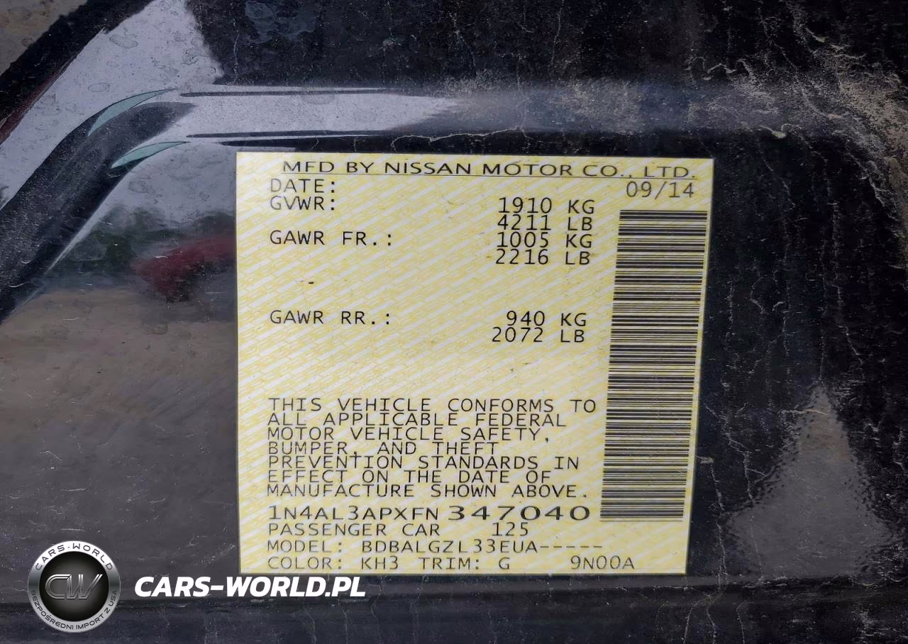 2015 Nissan Altima 2.5 S VIN:1N4AL3APXFN347040 - 14