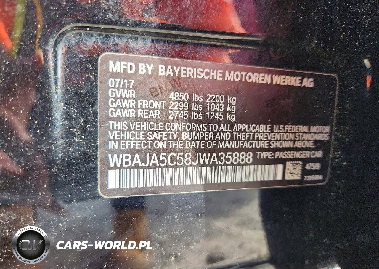 2018 BMW 530 I VIN:WBAJA5C58JWA35888 - 12