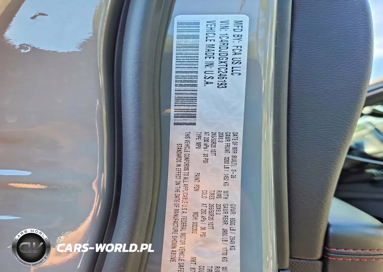 2026 Dodge Durango Gt VIN:1C4RDJDGXTC246193 - 13