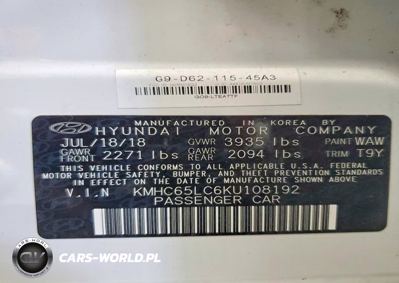 2019 Hyundai Ioniq Blue VIN:KMHC65LC6KU108192 - 12