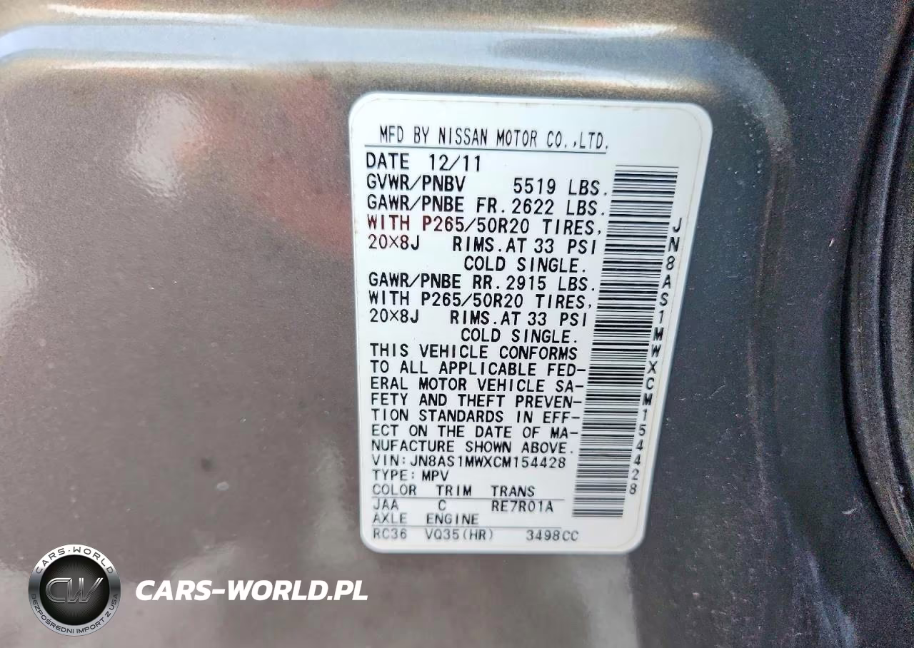 2012 Infiniti Fx35 Base VIN:JN8AS1MWXCM154428 - 13