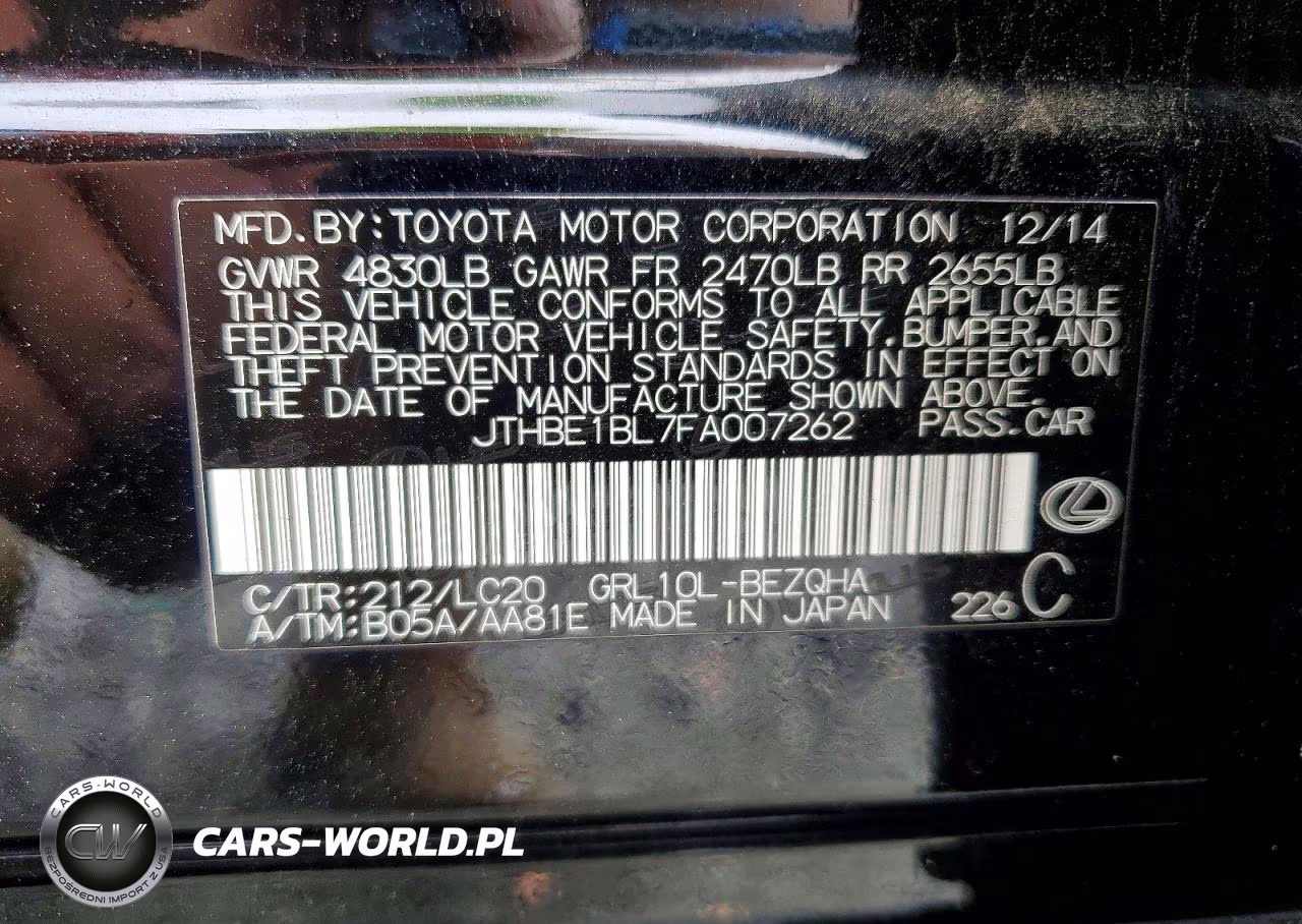 2015 Lexus Gs 350 VIN:JTHBE1BL7FA007262 - 12