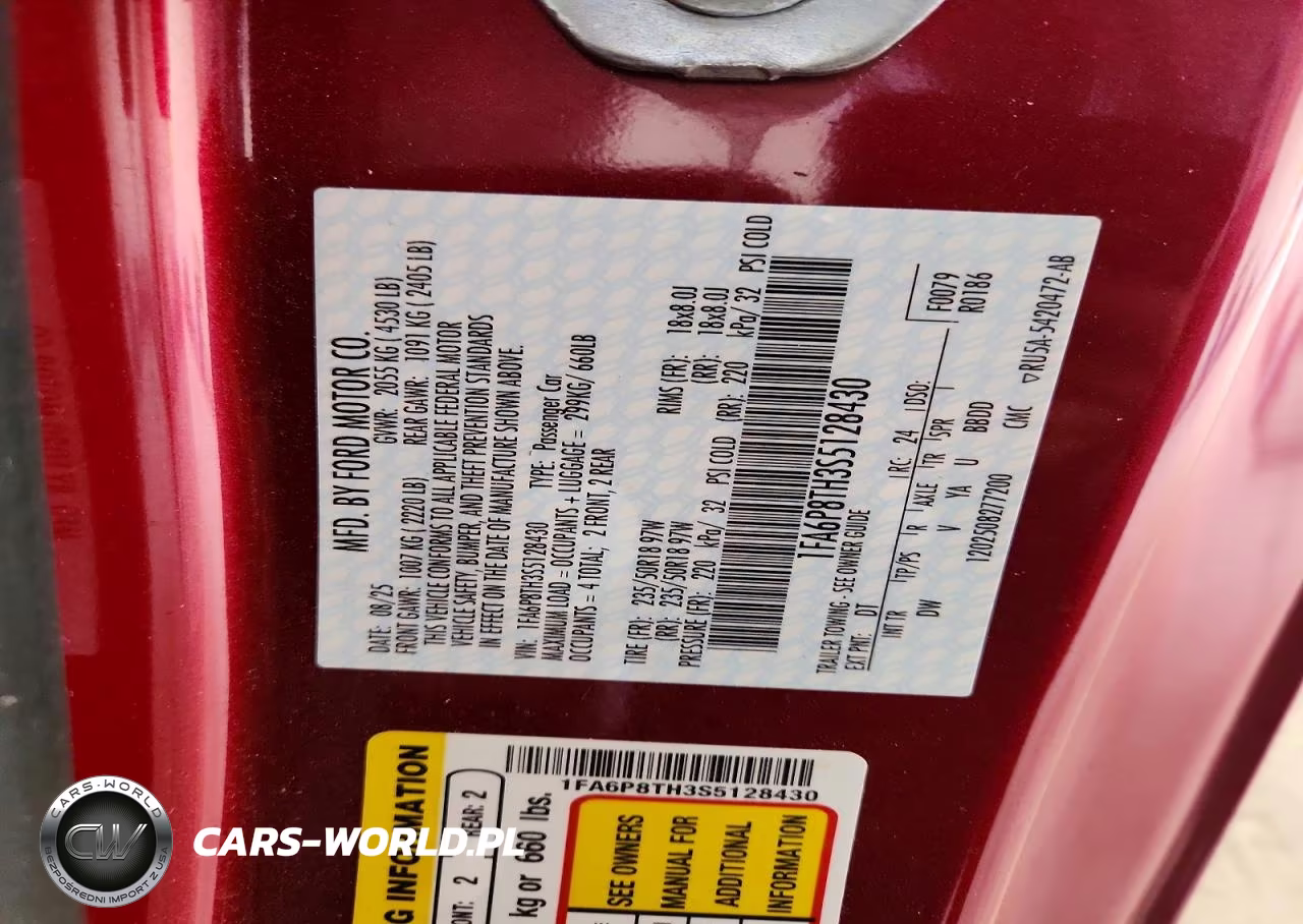 2025 Ford Mustang VIN:1FA6P8TH3S5128430 - 12
