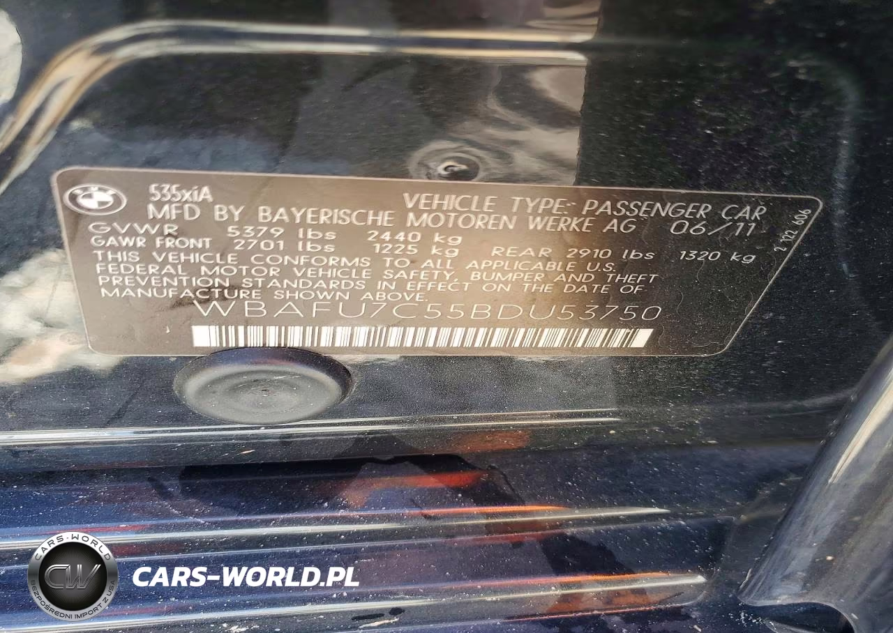 2011 BMW 535 Xi VIN:WBAFU7C55BDU53750 - 12