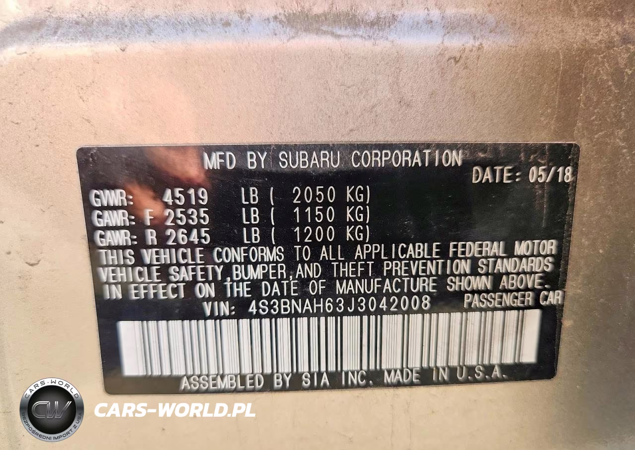 2018 Subaru Legacy 2.5I Premium VIN:4S3BNAH63J3042008 - 12
