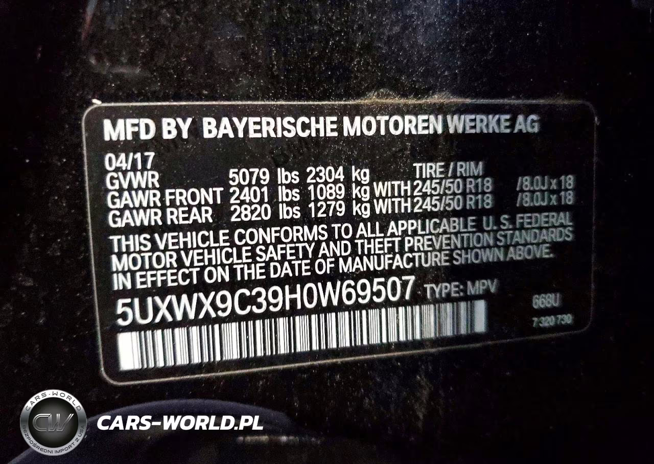 2017 BMW X3 xDrive28I VIN:5UXWX9C39H0W69507 - 13
