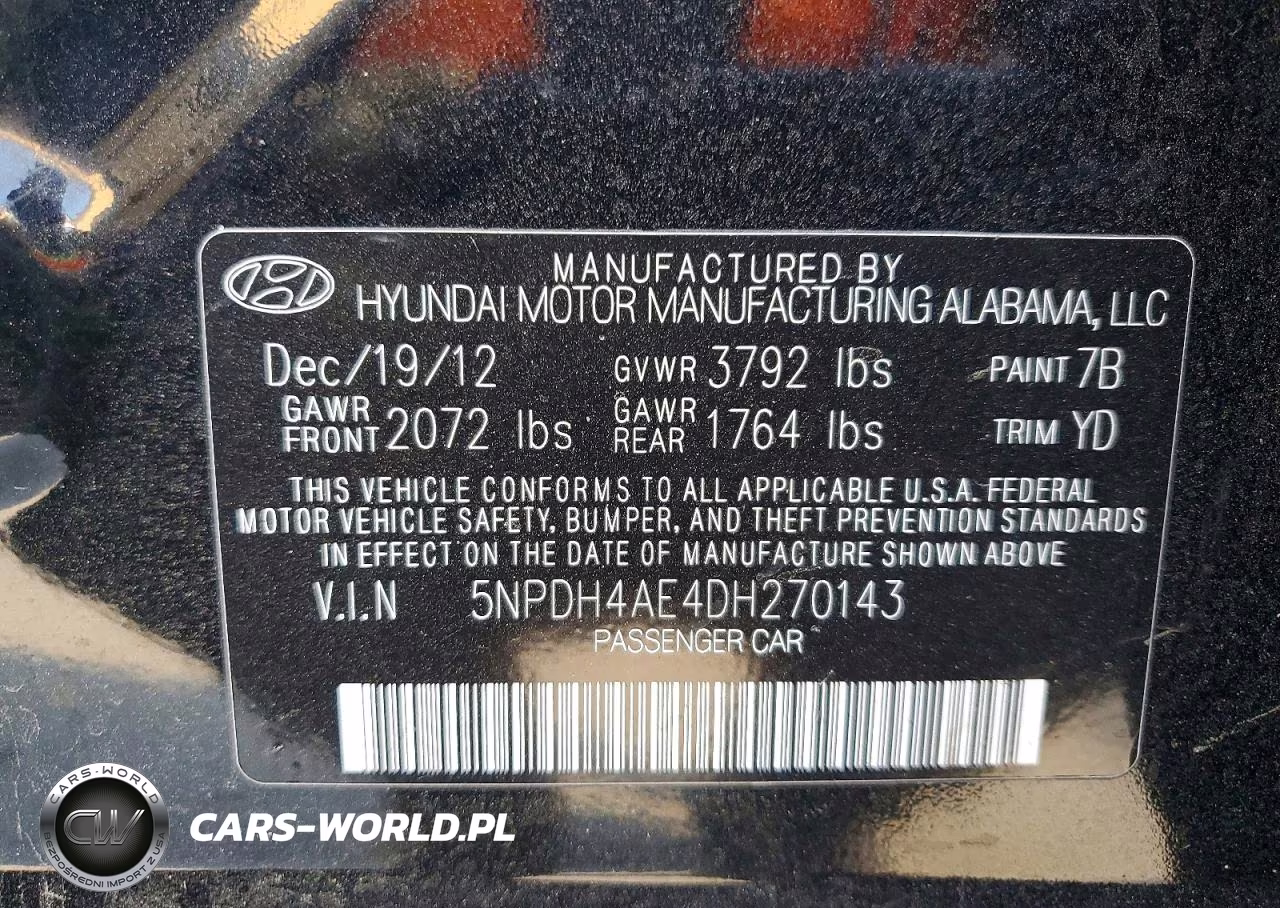 2013 Hyundai Elantra Gls VIN:5NPDH4AE4DH270143 - 12