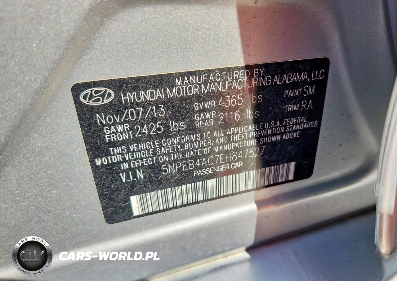 2014 Hyundai Sonata Gls VIN:5NPEB4AC7EH847527 - 12