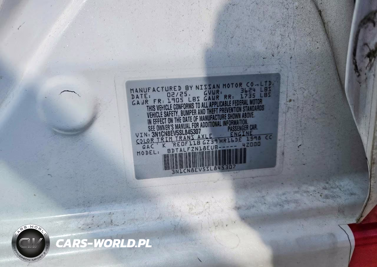 2025 Nissan Versa Sv VIN:3N1CN8EV5SL845307 - 12