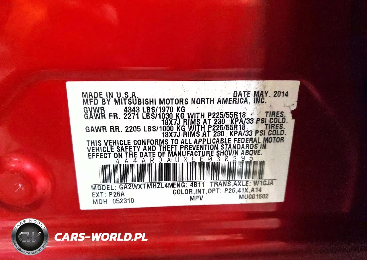 2014 Mitsubishi Outlander Sport Es VIN:4A4AR3AUXEE030395 - 13