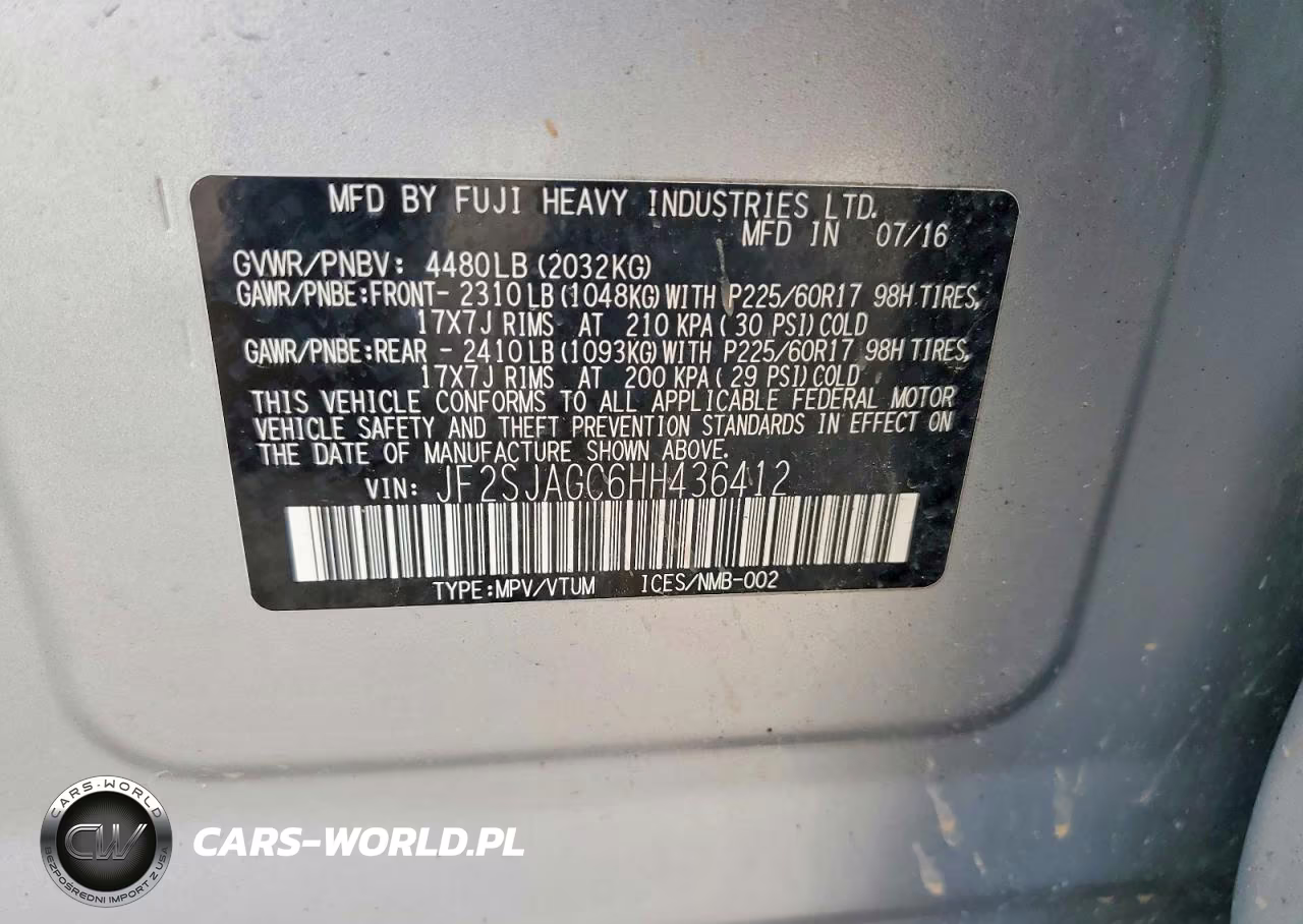 2017 Subaru Forester 2.5I Premium VIN:JF2SJAGC6HH436412 - 12