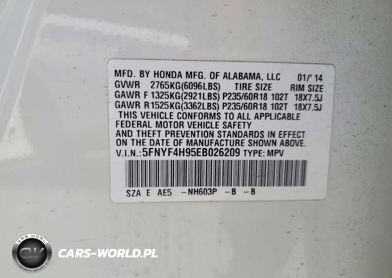 2014 Honda Pilot Touring VIN:5FNYF4H95EB026209 - 12