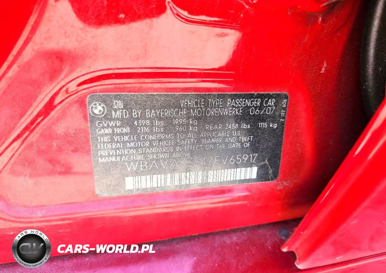 2007 BMW 328 I VIN:WBAVA33547FV65917 - 12