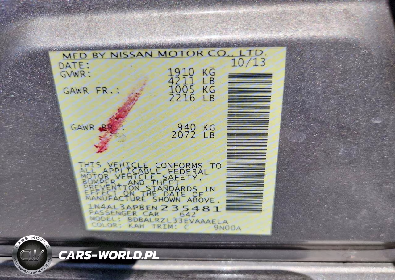 2014 Nissan Altima 2.5 S VIN:1N4AL3AP8EN235481 - 12