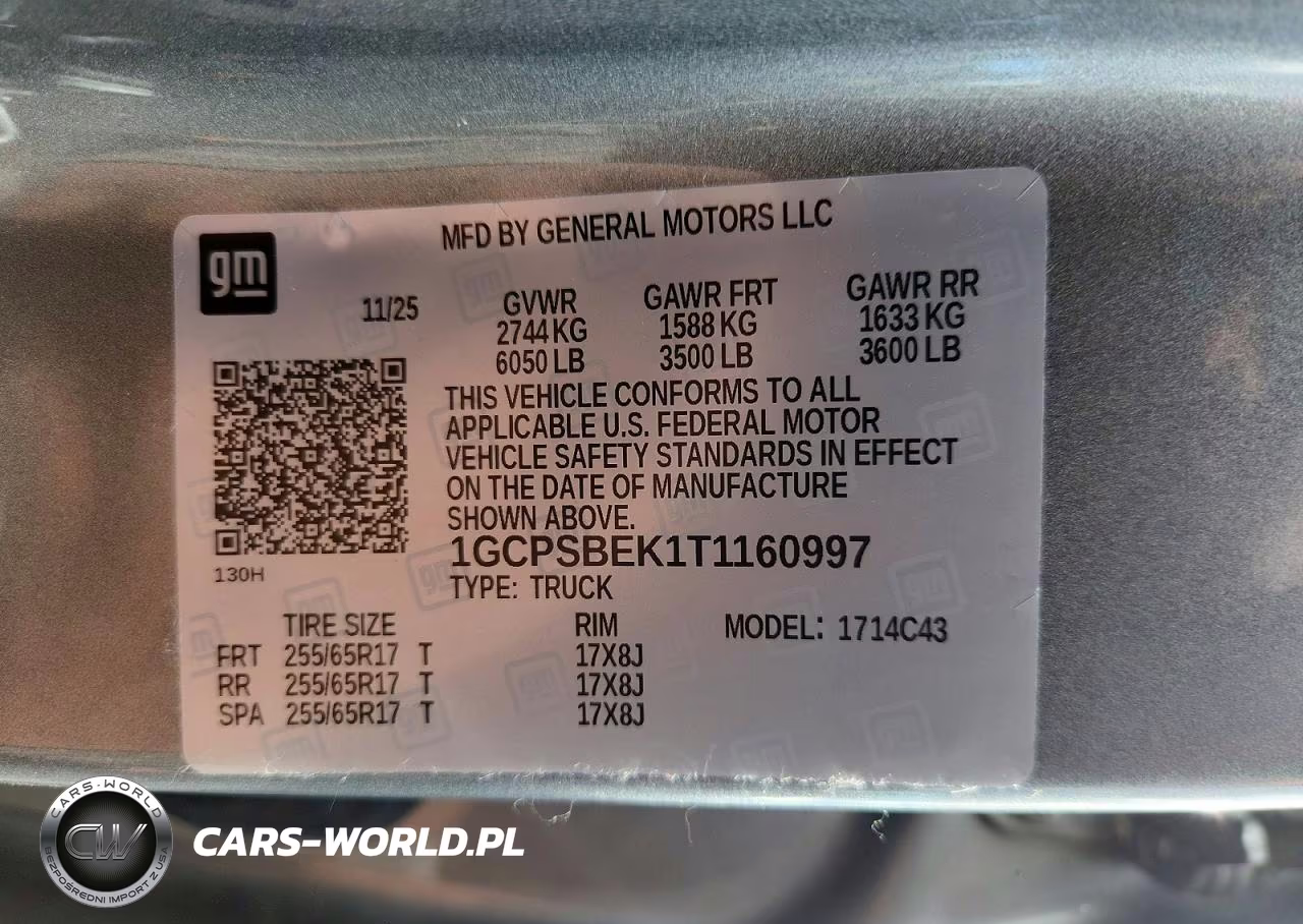 2026 Chevrolet Colorado VIN:1GCPSBEK1T1160997 - 12